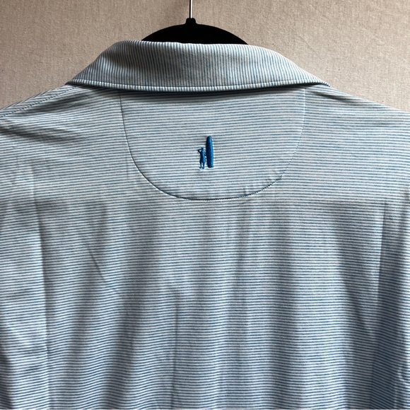 Johnnie O Light Blue Stripe Polo Shirt XL - Picture 3 of 9